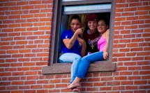 Girls Posing in Window