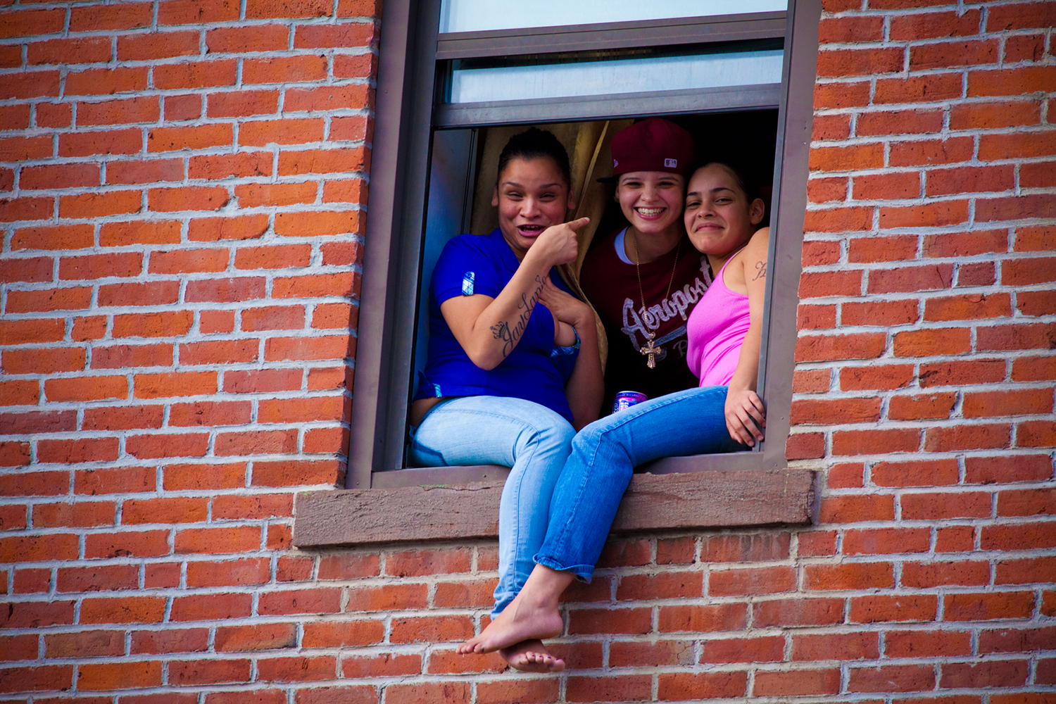 Girls Posing in Window