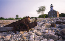 Sheffield Island Lighthouse with rusty wagon