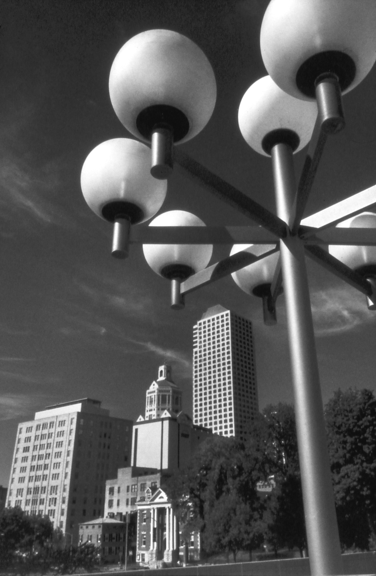 Downtown buildings with lamppost